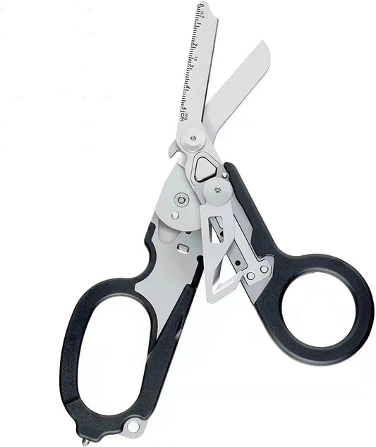 frmingzhao‎8.07"L x 4.05"W  Emergency Shears with Strap Cutter and Glass Breaker Stainless Steel Foldable Scissors Pliers, Outdoor Camping Rescue Scissors Tools