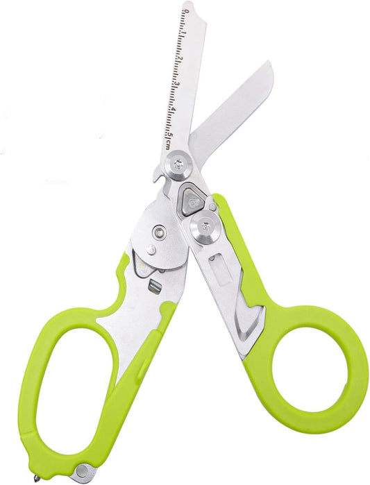 frmingzhao Emergency Shears with Strap Cutter and Glass Breaker Stainless Steel Foldable Scissors Pliers, Outdoor Camping Rescue Scissors Tools